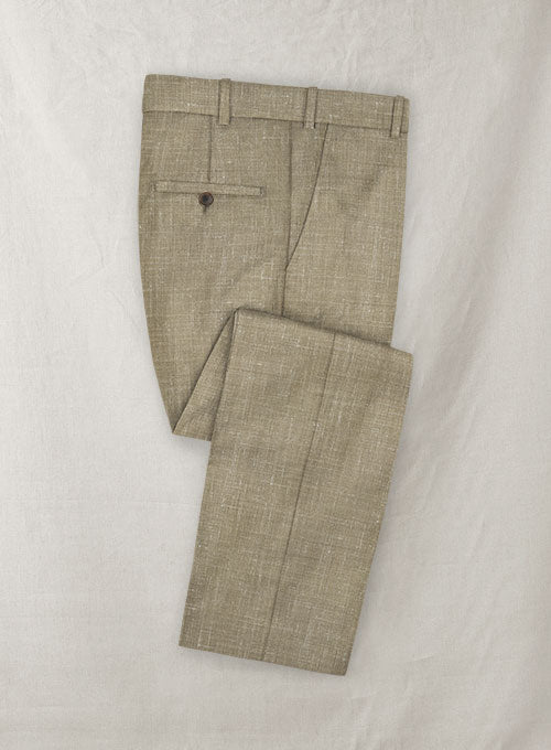 Italian Murano Khaki Wool Linen Pants