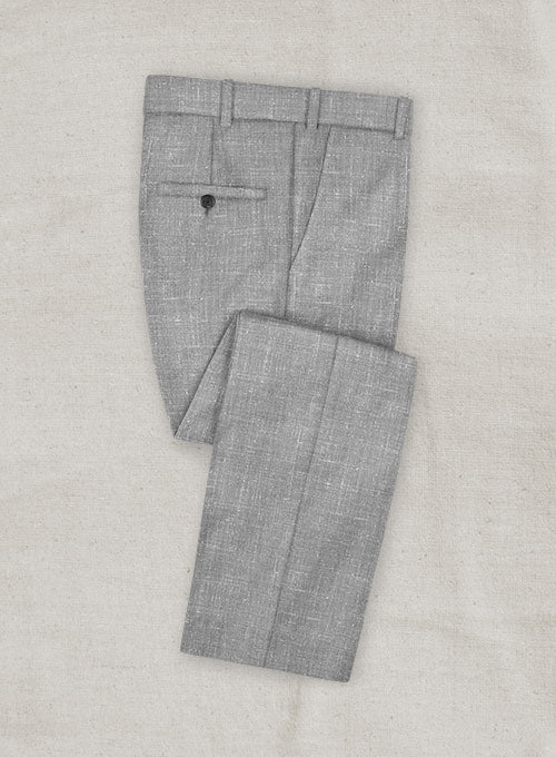 Italian Murano Light Gray Wool Linen Pants