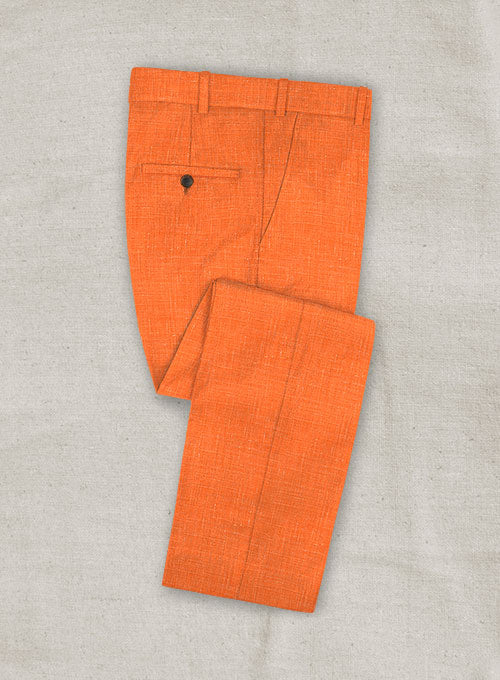Italian Murano Orange Wool Linen Pants