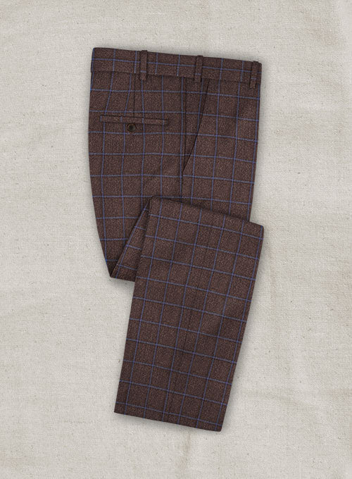 Italian Wool Cashmere Brown Checks Pants