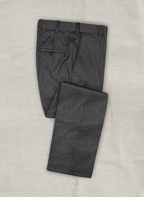 Italian Wool Cashmere Charcoal Herringbone Pants