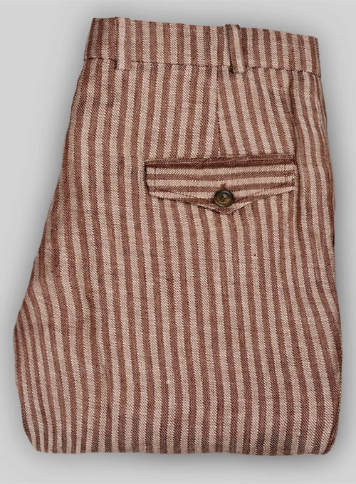 Italian Brown Stripe Linen Pants