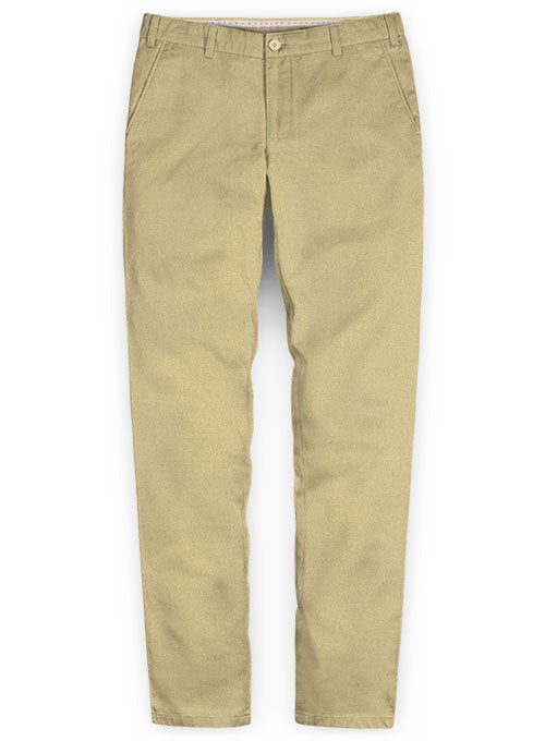 Italian Khaki Peach Finish Chinos Washed