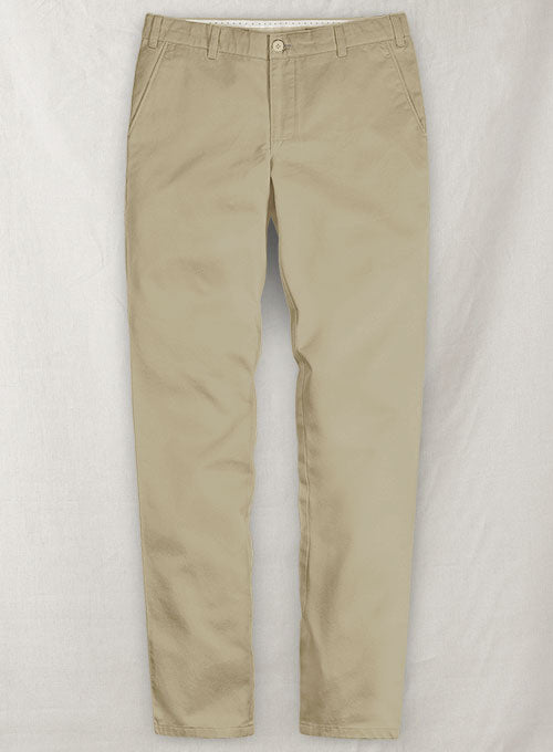 Khaki 4 Way Stretch Chinos Washed