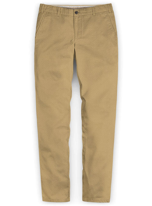Khaki Twill Stretch Chino Pants Washed