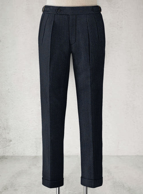 Light Weight Melange Dark Blue Highland Tweed Trousers