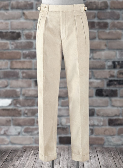 Light Beige Corduroy Colonel Trousers- 14 Wales