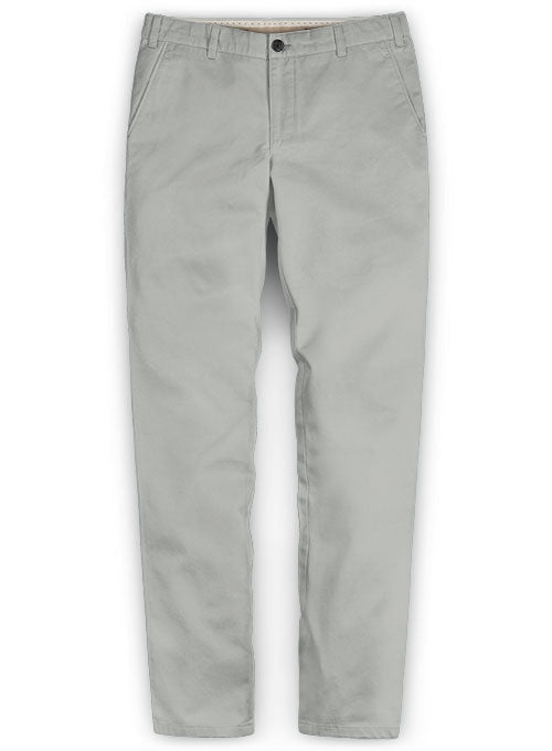 Light Gray Feather Cotton Canvas Stretch Chino Pants Washed