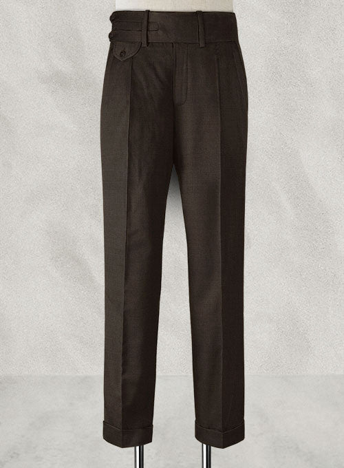 Napolean Dark Brown Double Gurkha Wool Trousers