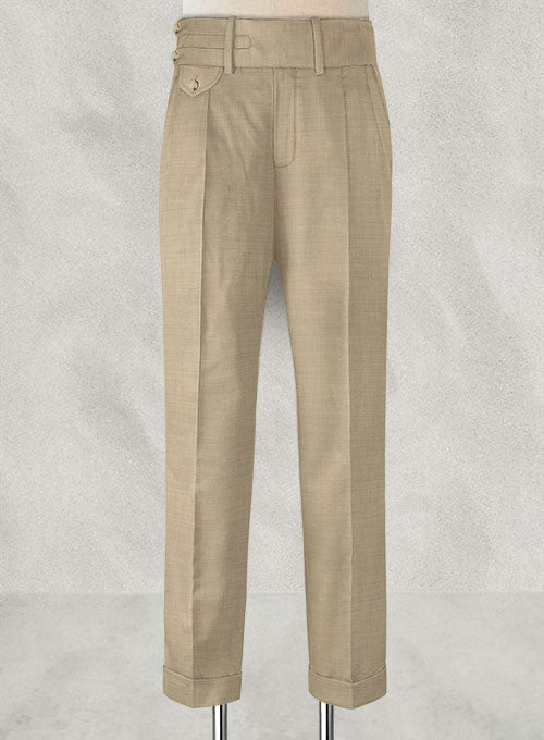 Napolean Melange Khaki Double Gurkha Wool Trousers