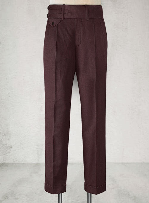 Napolean Wine Double Gurkha Wool Trousers