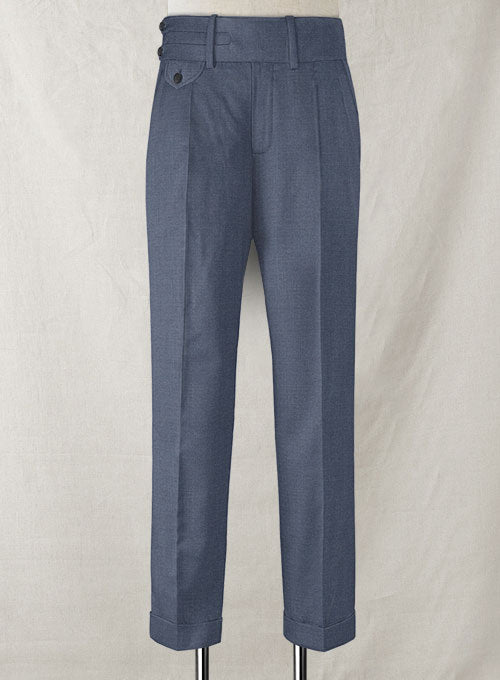 Napolean Slate Blue Double Gurkha Wool Trousers