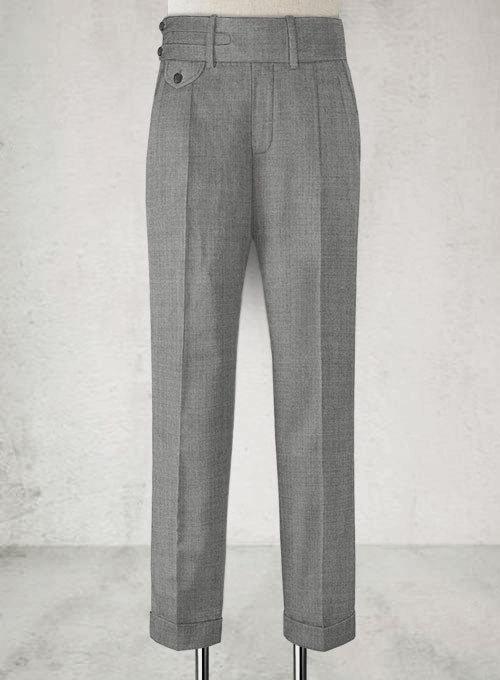 Napolean Worsted Light Gray Double Gurkha Wool Trousers