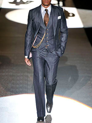 Poly Denim Tailored Pants