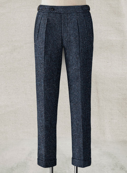 Royal Blue Flecks Donegal Highland Tweed Trousers