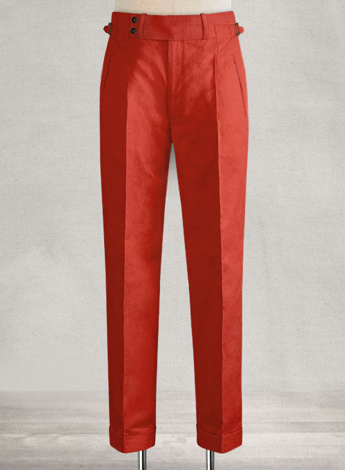 Safari Red Cotton Linen Heritage Trousers