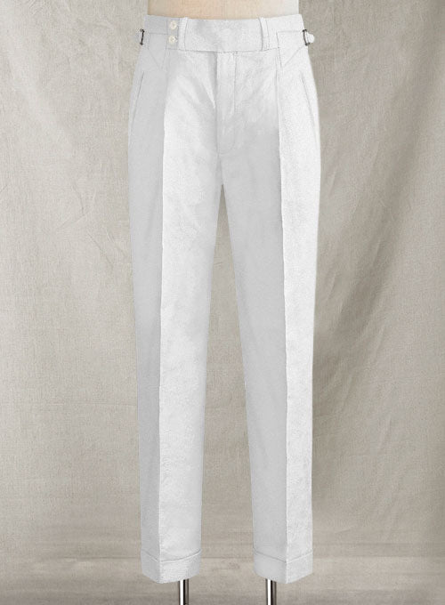 Safari White Cotton Linen Heritage Trousers