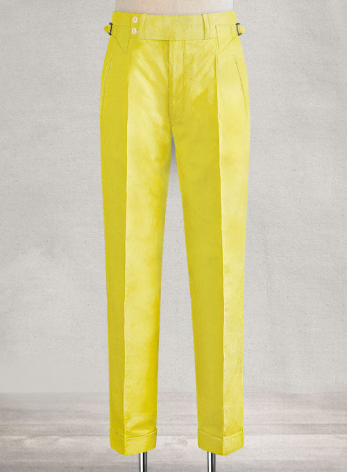 Safari Yellow Cotton Linen Heritage Trousers