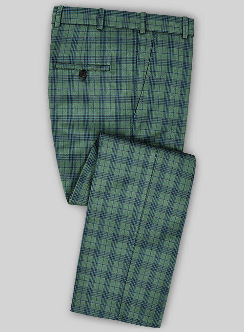 Scabal Mosaic Cori Green Wool Pants