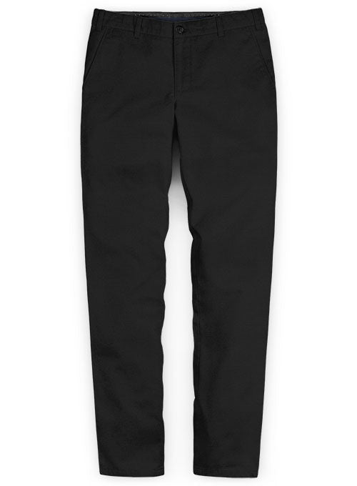 Stretch Summer Weight Black Chino Pants Washed