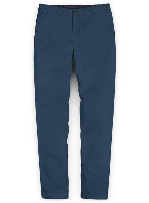 Stretch Summer Weight Ink Blue Chino Pants Washed