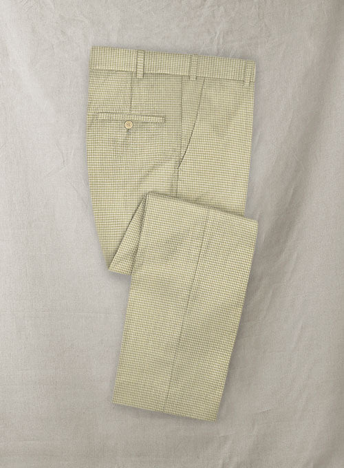 Stretch Checkers Beige Wool Pants