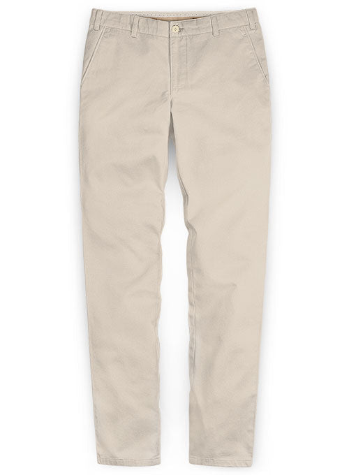 Beige Stretch Chino Pants Washed