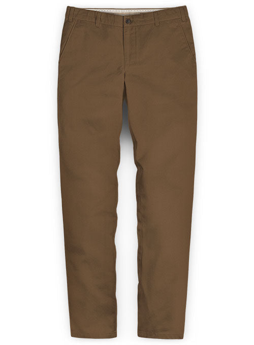 Brown Stretch Chino Pants Washed