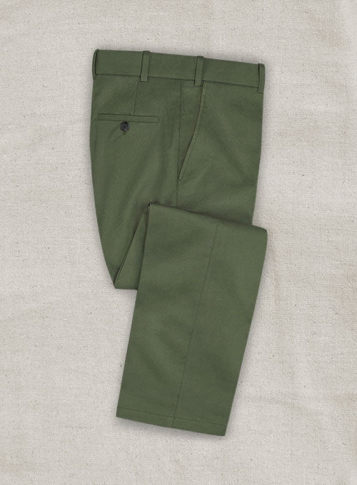 Stretch Summer Weight Olive Green Chino Pants