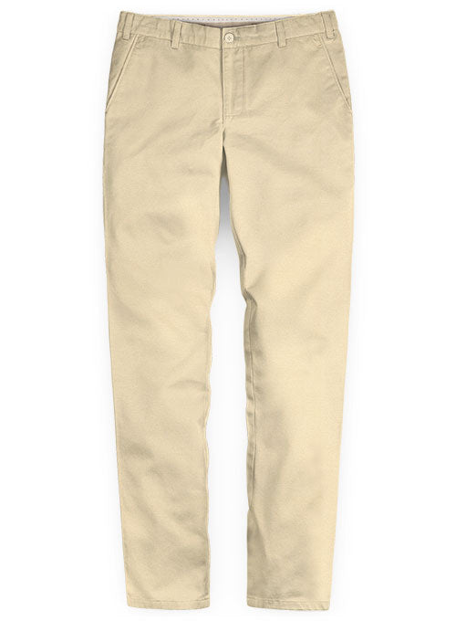 Stretch Summer Weight Light Khaki Chino Pants Washed