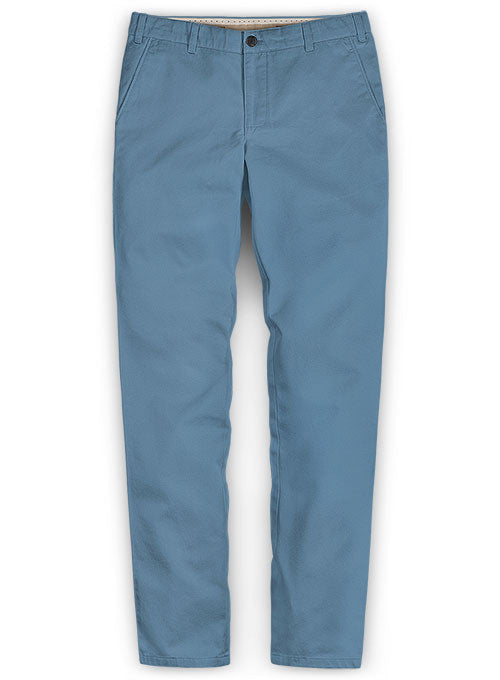 Stretch Summer Weight Saga Blue Chino Pants Washed