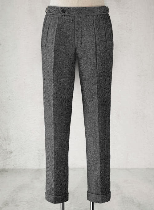 Vintage Dark Gray Weave Highland Tweed Trousers