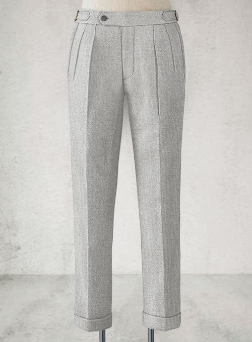 Rope Weave Light Gray Highland Tweed Trousers