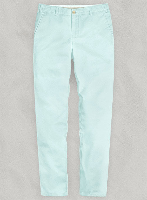 Stretch Summer Weight Sea Blue Chino Pants Washed