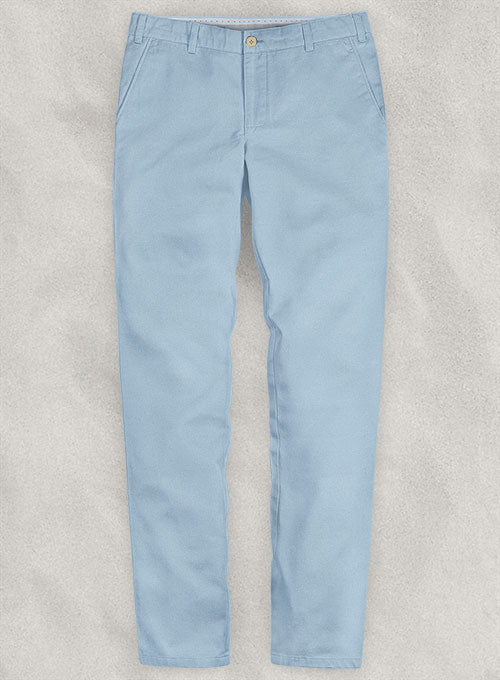 Stretch Summer Weight Steel Blue Chino Pants Washed