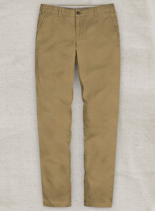 Tan Feather Cotton Canvas Stretch Pants Washed