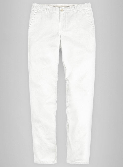White Feather Cotton Canvas Stretch Pants Washed