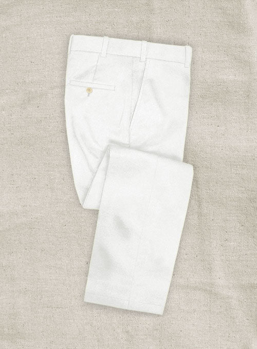 White Feather Cotton Canvas Stretch Pants