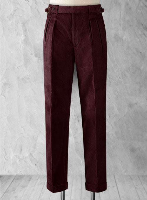 Wine Corduroy Colonel Trousers  - 14 Wales