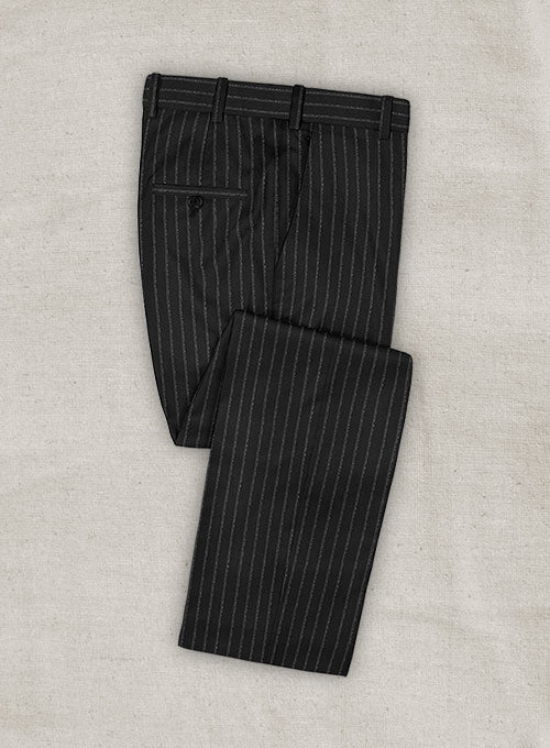 Zegna Delice Black Stripe Wool Pants