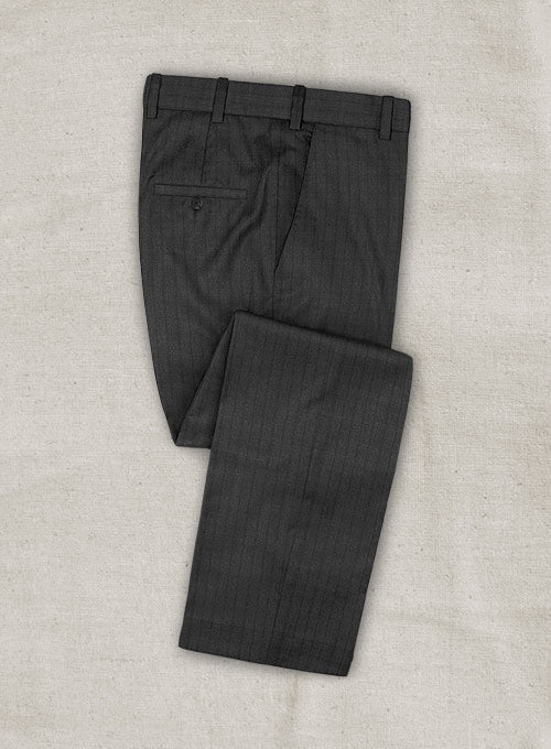 Zegna Ispino Gray Stripes Wool Pants