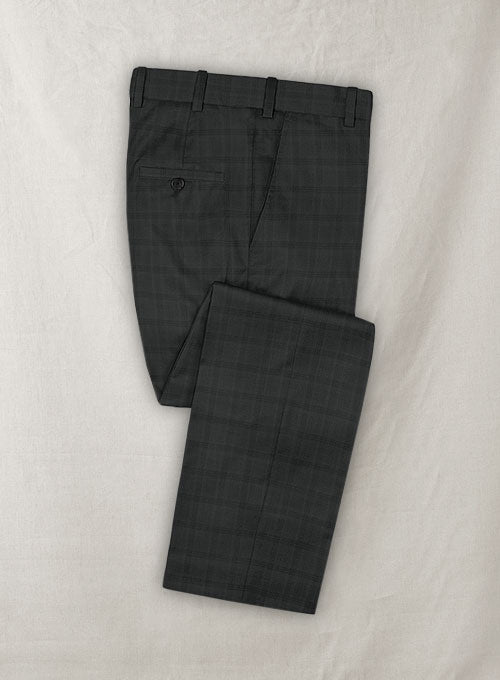 Zegna Mero Dark Gray Checks Wool Pants