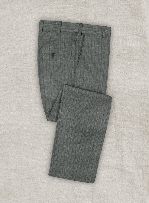 Zegna Rano Gray Stripe Wool Pants