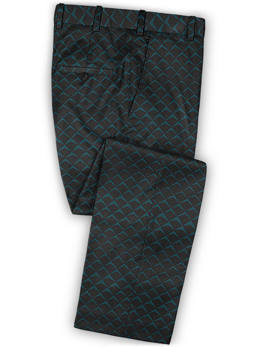 Ziata Teal Black Wool Pants